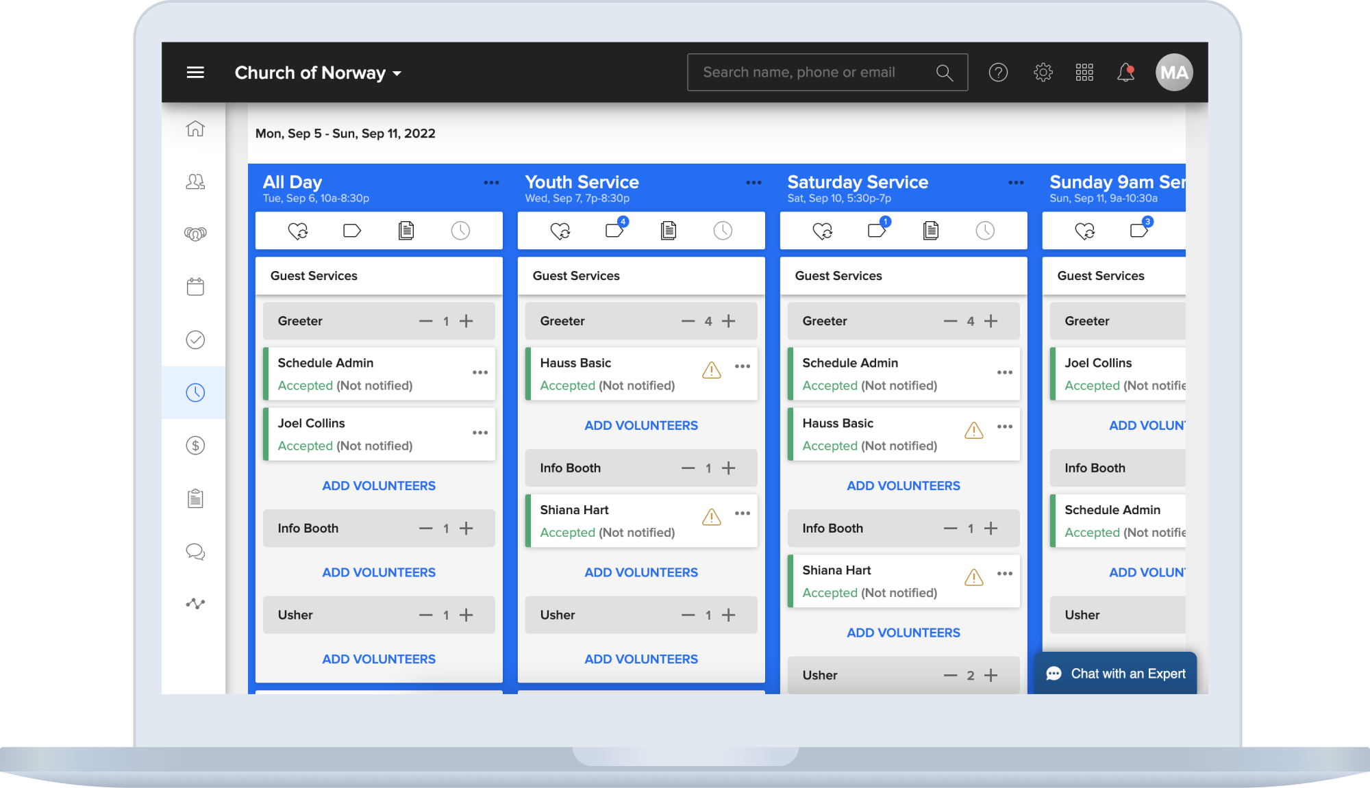 laptop with schedules app open